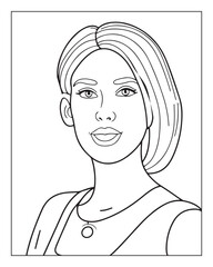 A cute women vector illustration, girls coloring pages, beautiful lady black and white vector, girls line art 