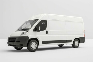 Fototapeta na wymiar Sleek White Delivery Van Isolated on Pristine White Background, 3D Rendering