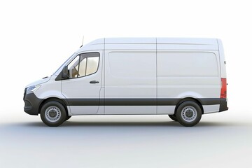 Sleek White Delivery Van Isolated on Pristine White Background, 3D Rendering