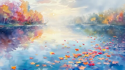 Fototapeta na wymiar Autumn Symphony: Lake Reflections./n
