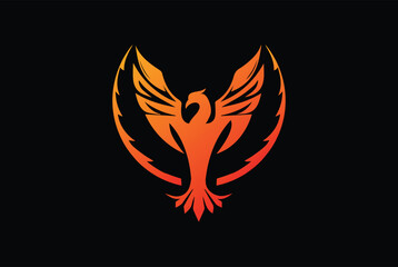 phoenix Bird logo icon illustration vector on Black background