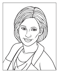 A cute women vector illustration, girls coloring pages, beautiful lady black and white vector, girls line art 