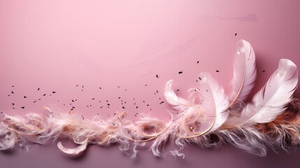 Delicate feathers blend with musical notes on a pale pink background.
This captivating image text space is ideal for conveying themes of creativity, expression, and beauty in any art or design project