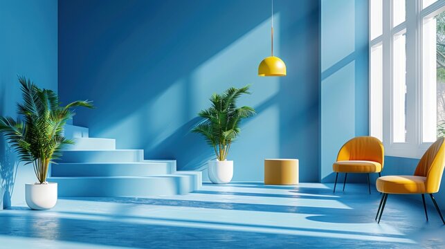 Inspire productivity in a vibrant blue environment designed for teamwork synergy.