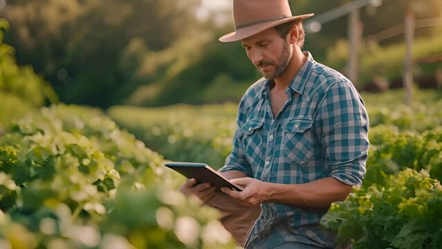 Business farmer use technology to monitoring in farm using technology of big data, climate condition, generative ai.