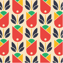 Retro Tulip Designs in Fabric, Wallpaper and Textures