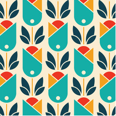 Retro Tulip Designs in Fabric, Wallpaper and Textures