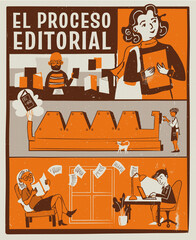 ¿Cómo se hace un libro? El proceso editorial desde el escritor al lector infografia en formato comic