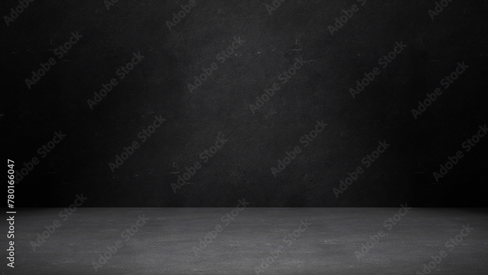 Leinwandbilder black background empty room with chalkboard or cement plaster background texture wall and floor, lux