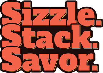 A vibrant lettering vector design capturing the essence of sizzling burgers and savory stacks