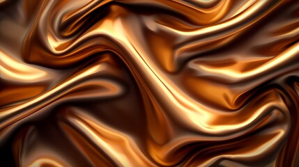 Modern Abstract wave old satin fabric textured gradient background, wallpaper with color theme of dark caramel 