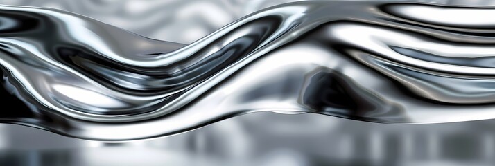 Modern Abstract wave silk fabric textured gradient background, wallpaper with color theme of Metallic smooth glossy grey silver