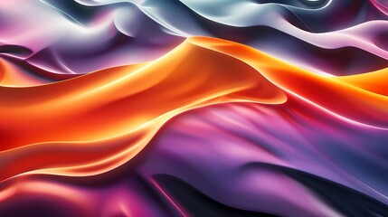 Modern Abstract wave silk fabric textured gradient background, wallpaper with color theme of Neon purple And gold 