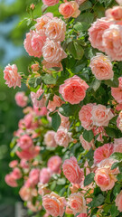Blooming Pink Roses on a Sunny Day