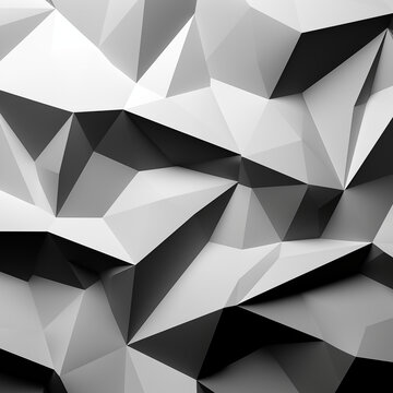white and black polygon graphic background, gradient, in the style of organic sculpting