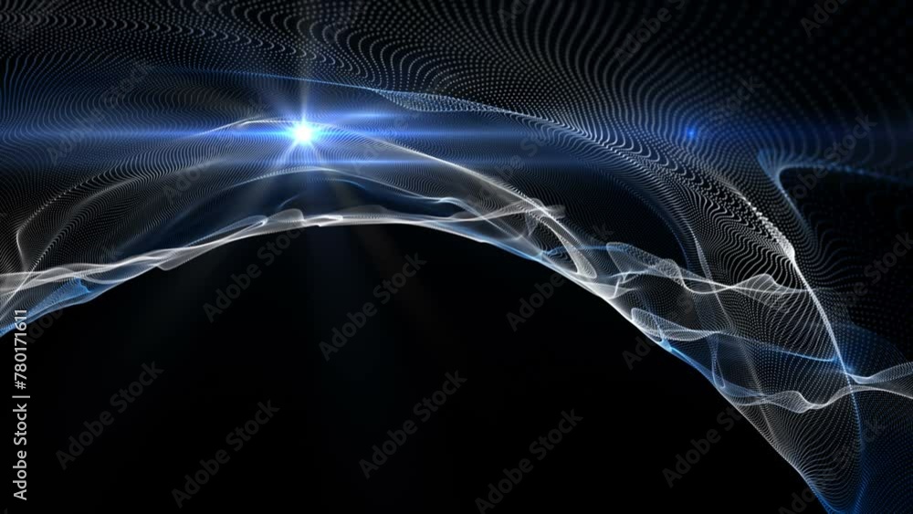 Aufkleber futuristic video animation with wave object and glowing light in slow motion, 4096x2304 loop 4k