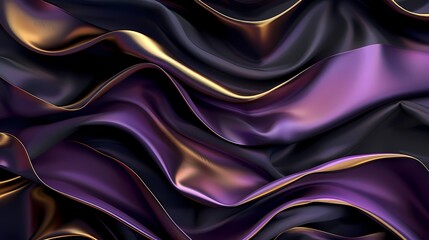 Modern Abstract wave silk fabric textured gradient background, wallpaper with color theme of gold and purple