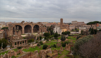 Fototapeta na wymiar The ruins of Roman forum 
