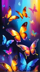 How artificial intelligence created an oil painting wall decoration of flying rainbow butterflies