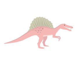 Vector flat hand drawn pink spinosaurus dinosaur isolated on white background