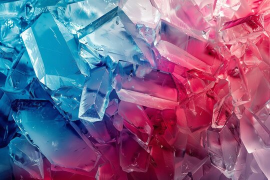 Cristales rojos y azules formando un degradado abstracto, fondo digital colorido
