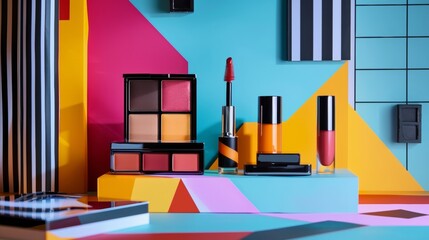 Get ready to make a statement with this podium image that celebrates the intersection of art and beauty. The abstract shapes and bold . .