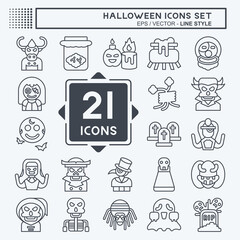 Icon Set Halloween. related to Festival symbol. line style. simple design illustration