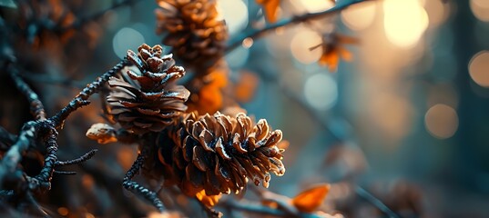Pinecones Embrace Amidst Evergreen's Embrace, Eagerly Anticipating Wind's Call to Scatter Seeds of Tomorrow's Forests, Nature's Silent Promise of Continuity and Growth - obrazy, fototapety, plakaty