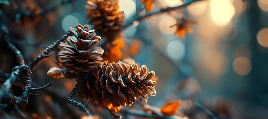 Foto auf Alu-Dibond Pinecones Embrace Amidst Evergreen's Embrace, Eagerly Anticipating Wind's Call to Scatter Seeds of Tomorrow's Forests, Nature's Silent Promise of Continuity and Growth © Being Imaginative