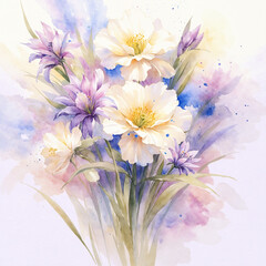 Delicate and Colorful Watercolor Floral Illustration