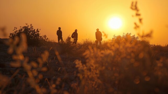 As the sun sets over the arid terrain a group of engineers proudly observes the successful implementation of a new innovative extraction od for turning desert plants into a sustainable .
