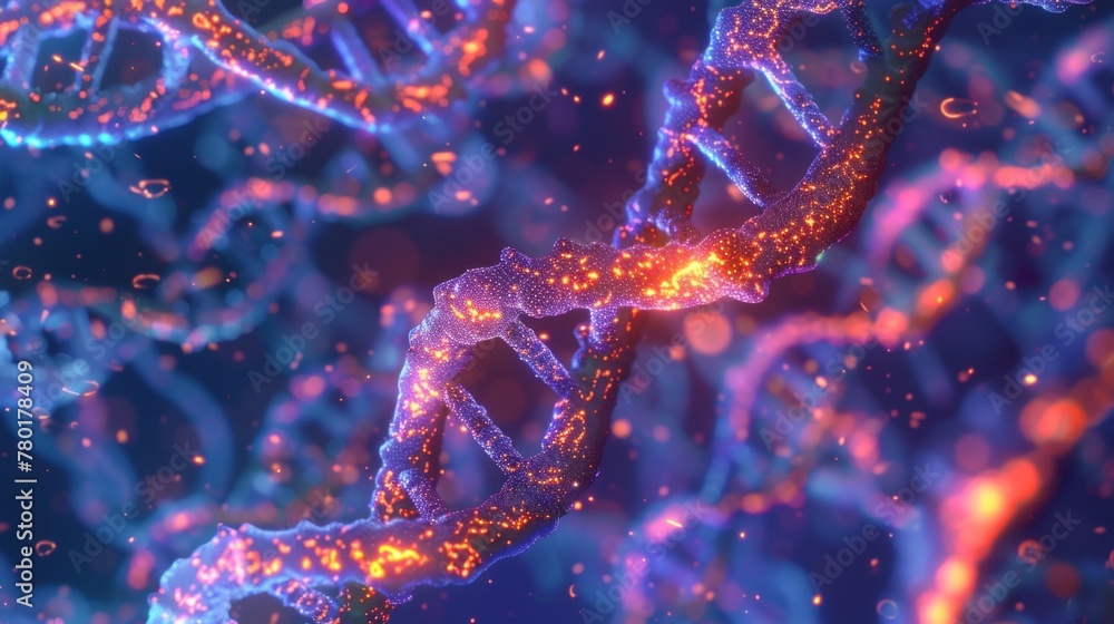 Poster a fluorescent image of a cell nucleus captures the complex web of chromosomes each one containing th