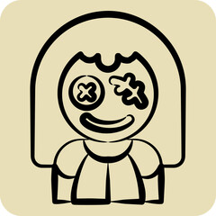 Icon Cursed Doll. related to Halloween symbol. hand drawn style. simple design illustration