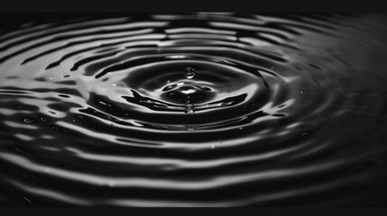 Panorama Water ripples from a drop of water in the dark. water drop dark tone. Abstract black...