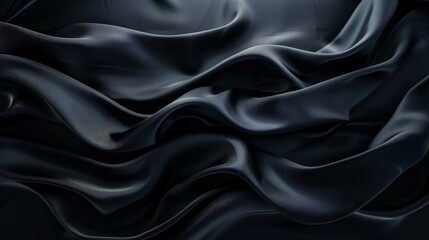 Smooth elegant black satin texture abstract background. Luxurious background design - obrazy, fototapety, plakaty