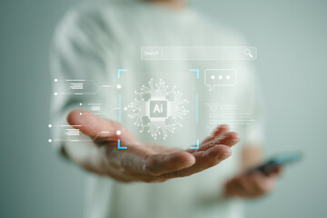 Ai technology, Artificial Intelligence. man using technology smart robot AI, artificial...