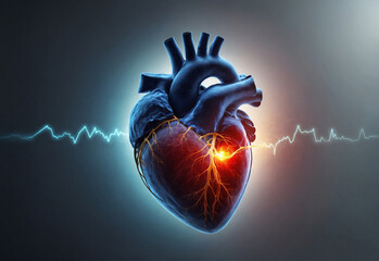 human heart pulse and cardiology heartbeat concept