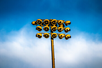 outdoor stadium lights blue