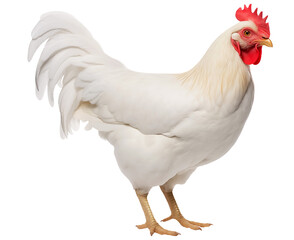 close up side view White chicken PNG isolated on white and transparent background - animal bundle chicken banner Poultry advertising concept