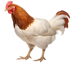 Fototapeta premium close up side view White chicken PNG isolated on white and transparent background - animal bundle chicken banner Poultry advertising concept