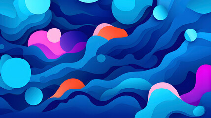 Digital blue artistic paper cut wave abstract graphic poster web page PPT background