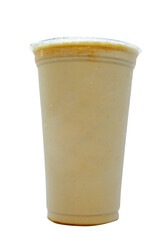 Panoramic still life of ice cream slush frozen colorful frozen fruit granita drinks flowing into takeaway plastic cups with ice cream straws flavor