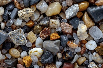 Macro shot of grains of sand, showcasing the variety and uniqueness of each particle. - obrazy, fototapety, plakaty