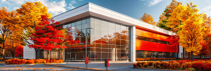Modern Retail Facade, Highlighting the Intersection of Business and Architecture with a Welcoming Blue Entrance