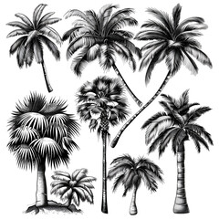 Fototapeta premium palm trees silhouettes on white