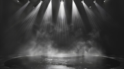 spotlight on stage with spotlight - obrazy, fototapety, plakaty