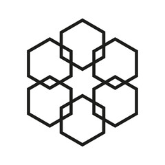 geometric illustration with hexagons. vector for logos, decoration, symbols. Symmetrical, abstract, mandala illustration