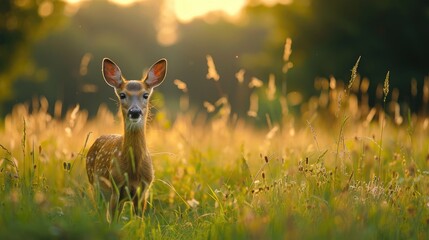 A deer in the forest, A beautiful wildlife in natural, Generative AI - obrazy, fototapety, plakaty