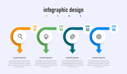 Business infographics template. timeline with 4 steps, options. can be used for workflow diagram, info chart, web design. vector illustration