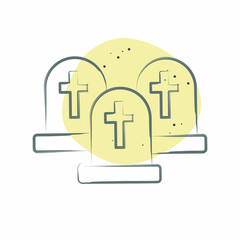 Icon Graveyard. related to Halloween symbol. Color Spot Style. simple design illustration